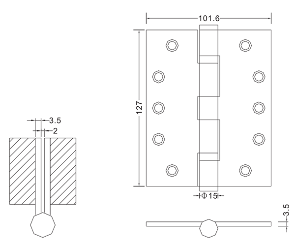 Bisagras de puerta 5×4×3.5-4bb Bisagras de puerta de madera de acero inoxidable Proveedor de bisagras planas