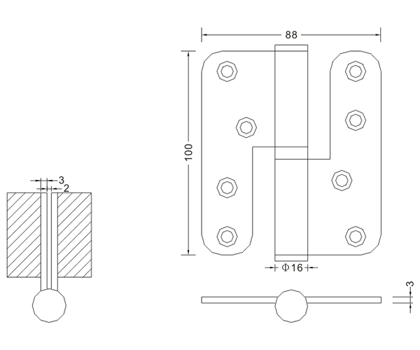 Bisagras de puerta 100×88×3 Bisagras de puerta de madera de acero inoxidable Accesorios de hardware de bisagra L&R