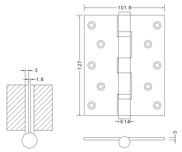 5×4×3-4bb Nuevo buen fabricante de hardware de bisagras de puerta de madera con bisagra plana de acero inoxidable 