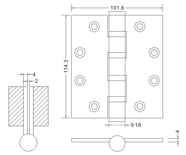 Accesorios de hardware de bisagra plana de madera de las bisagras de puerta de las bisagras de puerta del acero inoxidable 4.5×4×4-4BB
