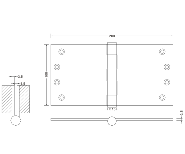 Fabricante de hardware de bisagras de puerta de madera con bisagra plana de metal plegable moderno 100 × 200 × 3,5 