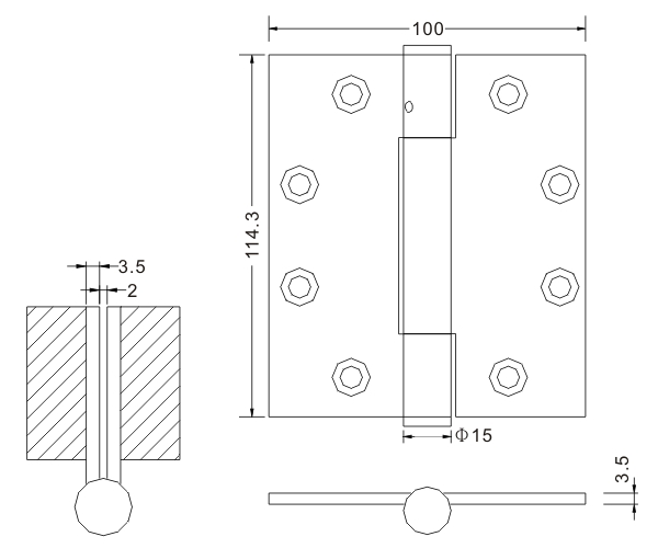 Bisagras de puerta de madera de pulido del diseño 4.5×100×3.5 bisagras de puerta de acero inoxidable